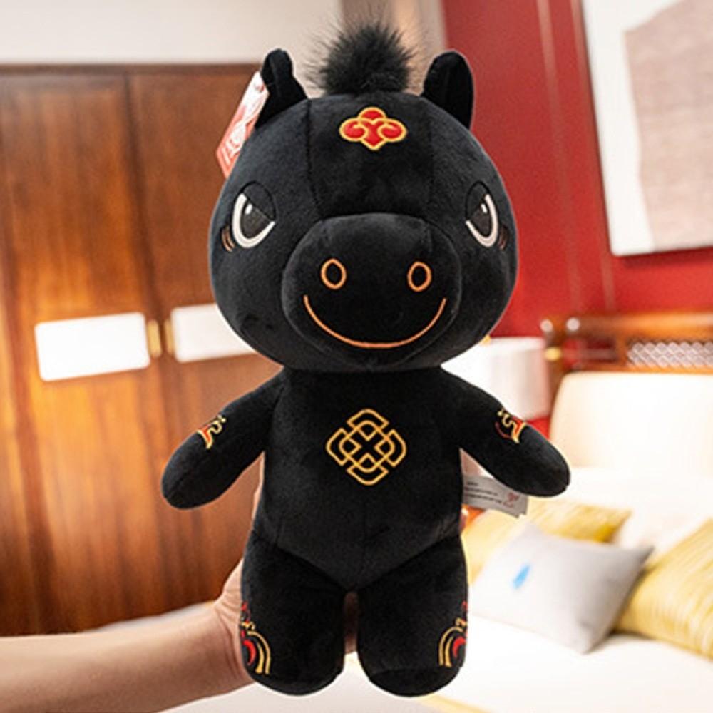 Mascot Dolls Horse Plush Doll Black Zodiac Pony Figurine Funny Stuffed Horse Toy Chinese New Year