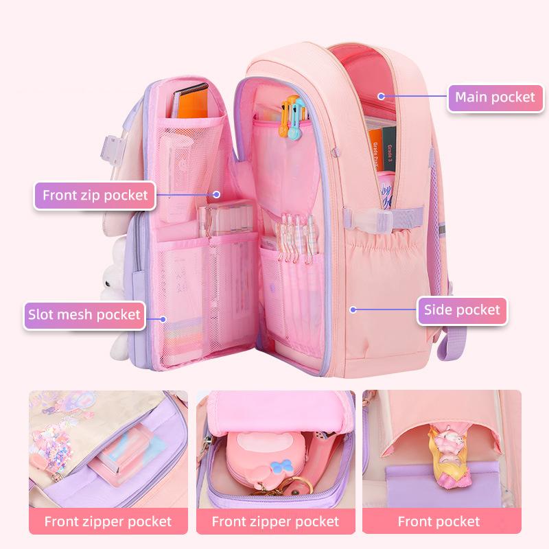 Elementary School Backpack for Grades 3-6 Ergonomic Waterproof Lightweight Schoolbag Multi-functional Refrigerator-style Student Backpack