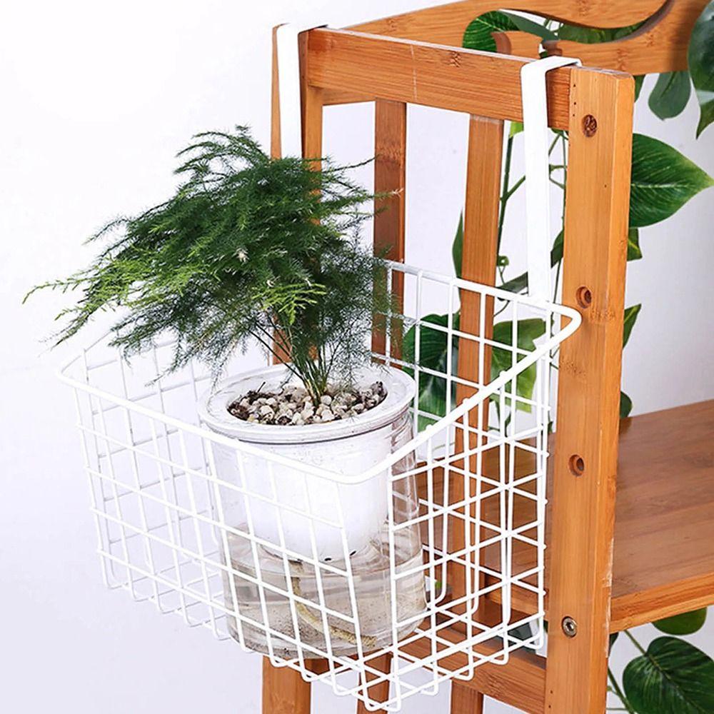 1Pcs Durable Hanging Iron Storage Basket Black White Grid Kitchen Storage Rack with Hooks Bathroom Cabinet Rack Seasoning Bottle