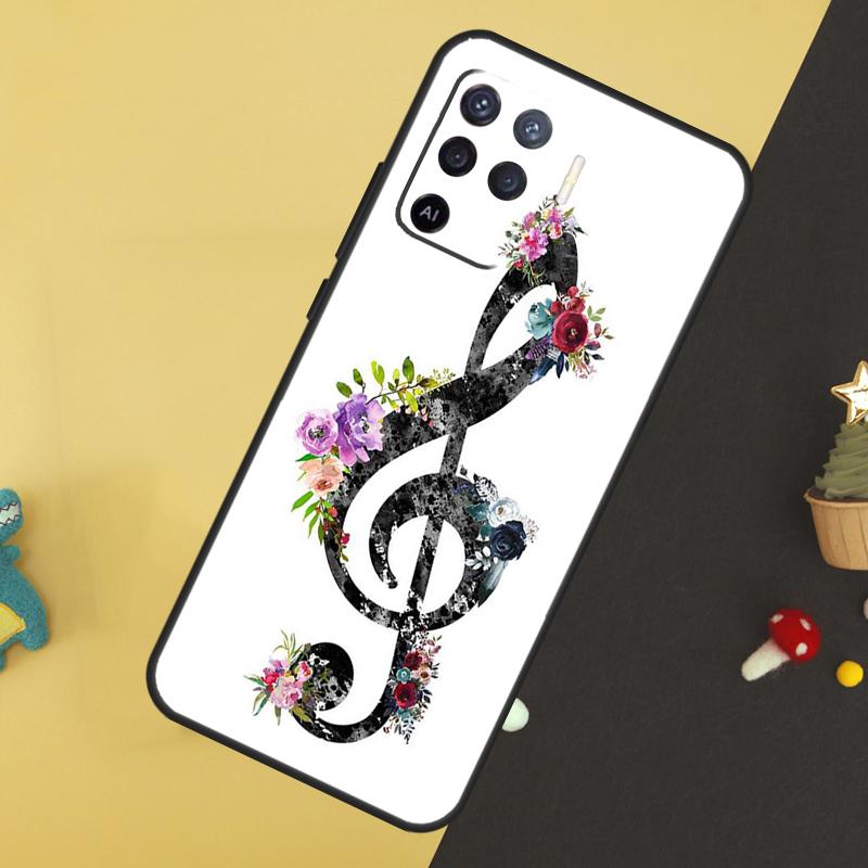 Treble Clef Music Note Case For Oppo A5 Pro A6 A15 A16 A76 A96 A17 A57 A98 A58 A78 A18 A38 A54 A74 A94 A40 A60 A80