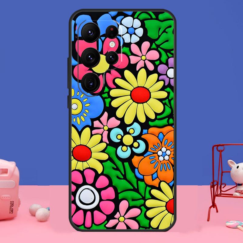 Groovy Flowers Hippie Bohemian Case For Samsung Galaxy S23 S22 S24 Ultra S8 S9 S10 Plus Note 10 20 Ultra S20 S21 FE Cover