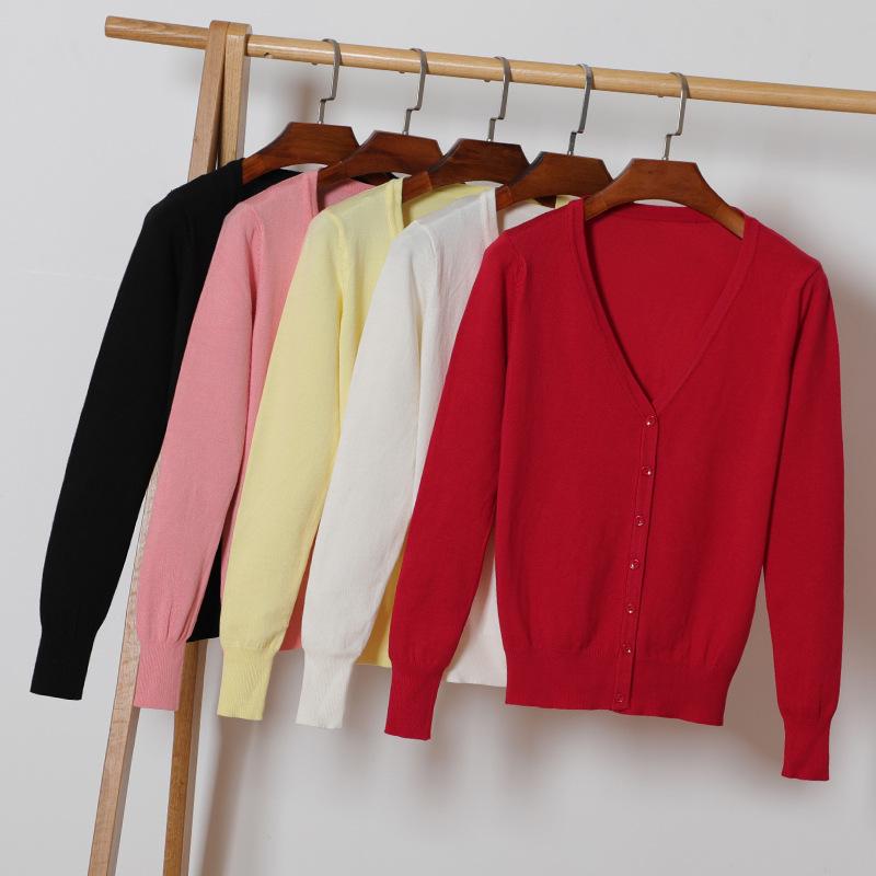 Spring Autumn Loose Outside Sweaters Cardigan Sweater Women's Short Long-sleeved Thin Coat