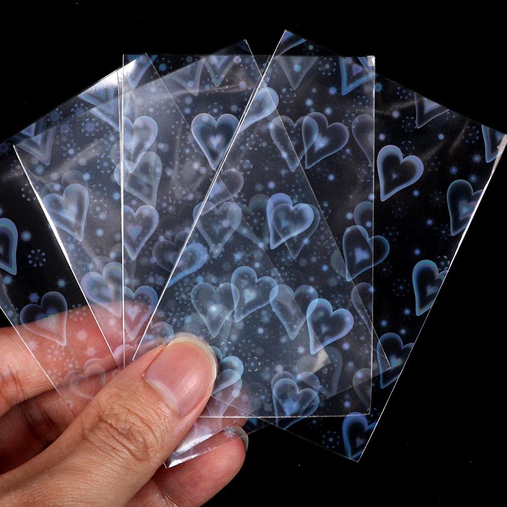 50pcs 61x88mm Clear Matte PP Photo Sleeves Sweetheart Foil Holographic Flashing for Kpop Board Game Trading Card Protector Cover