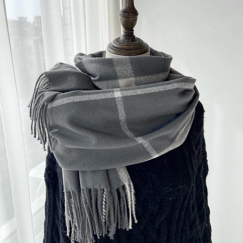 Scarf Women's Winter New Plaid Printing Tassel Imitation Cashmere Scarf Fashion Warm Shawl Scarf