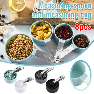 8PC Measuring Spoon Measuring Cup PP Baking Accessories Plastic Handle Kitchen