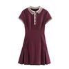 A-Linien-Kleid mit kurzen Ärmeln, Knopfleiste und Faltenrock