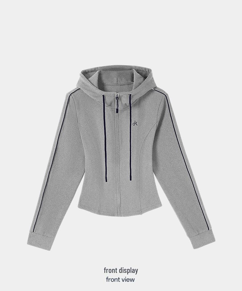 American Retro Classic All-Cotton Slim-Fit Hooded Windproof Sweatshirt Jacket for Autumn/Winter Running