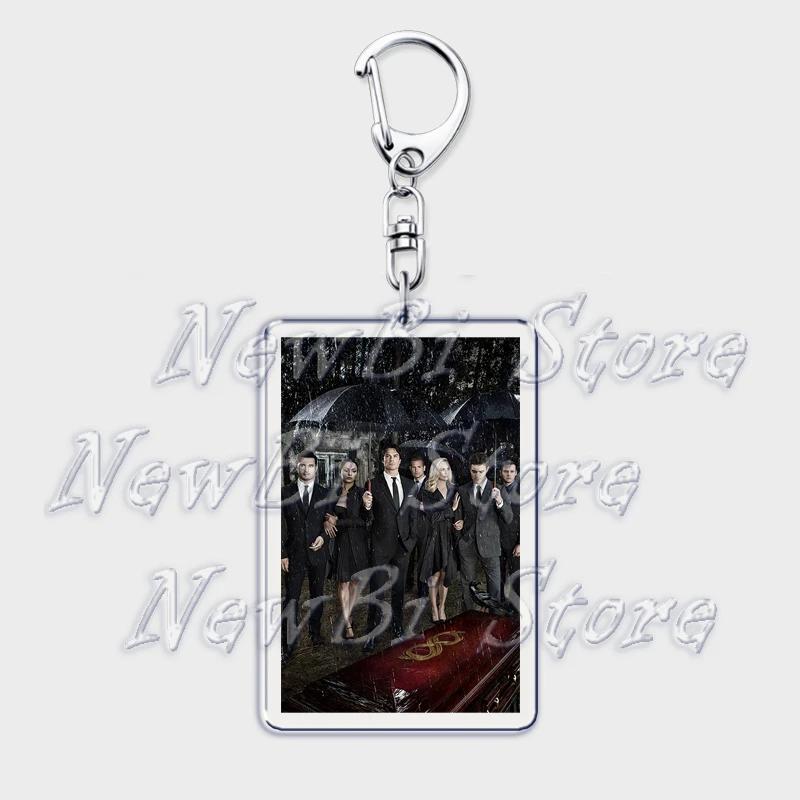 TVD The Vampire Diaries Keychain for Accessories Bag Damon Stefan Salvatore Elena Gilbert Key Chain Keyring Jewelry Fans Gifts