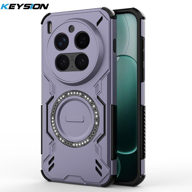 KEYSION Hollow Heat Dissipation Case for VIVO X300 Pro 5G Silicone+PC Magnetic Cooling Shockproof Phone Cover for VIVO X300 for VIVO X300 Pro фиолетовый