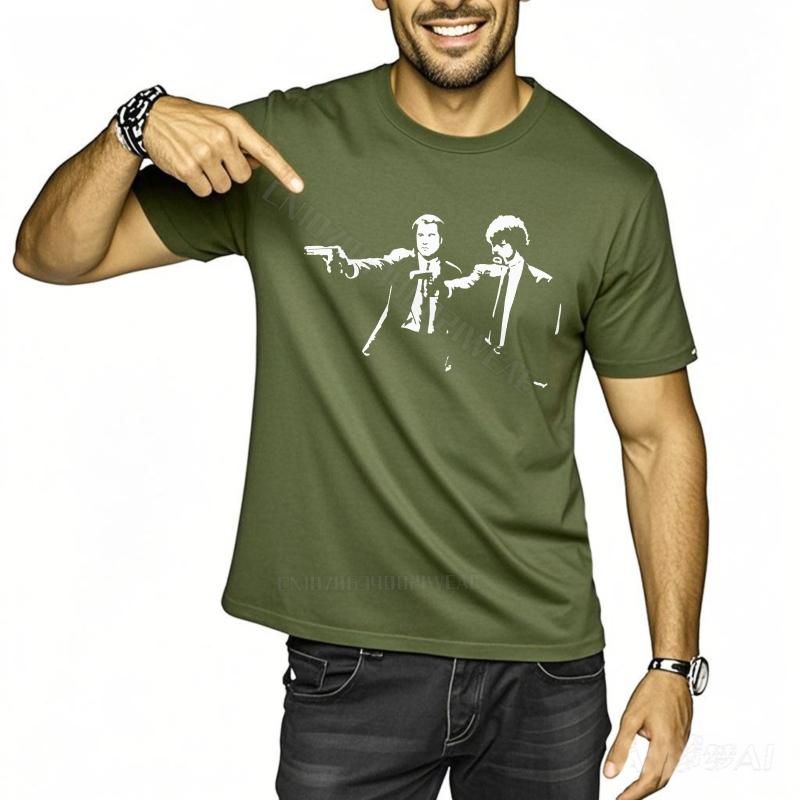 Summer top ONeck Cheap Tshirt Two Men Pointing Guns Streetwear Cheap Tshirt Fashionable Workout Tshirt for man