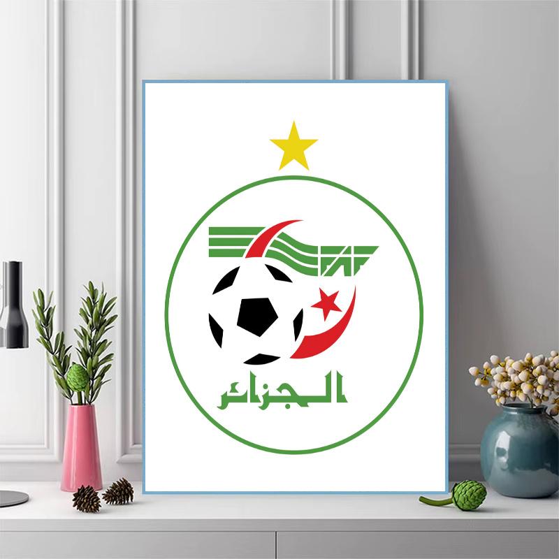 Algeria national football logo Pattern 3pcs 100% Round Full Drill 5D DIY Diamond Painting Embroidery Cross Stitch Rhinestone Décor