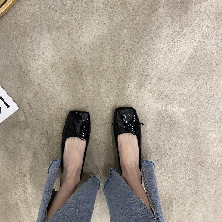 2025 New Spring and Autumn Season New Low-Heeled Shoes for Women, Gentle Fairy Low-Heeled Shoes with Floral Bow