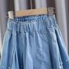 Girls' Denim Pearl Shorts Skirt Summer New Mid Size Girls' Half Skirt Pleated Skirt Children's Skirt Pants