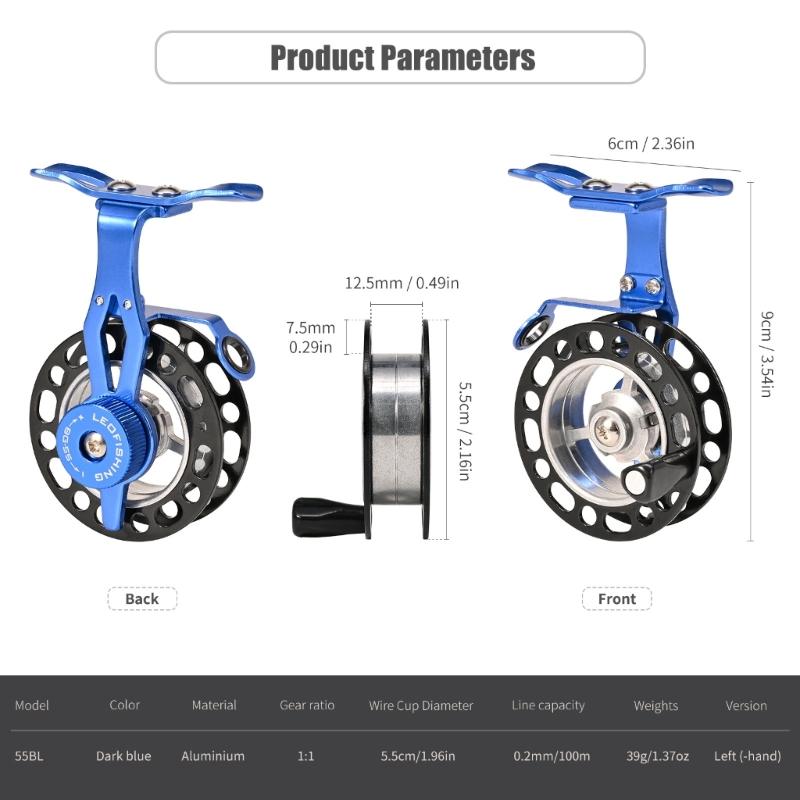 Ice Fishing Reel Large Spool Diameter Aluminum Spool Wear-Resistant Fishing Reel for Men Deep Water Fishing Equipment