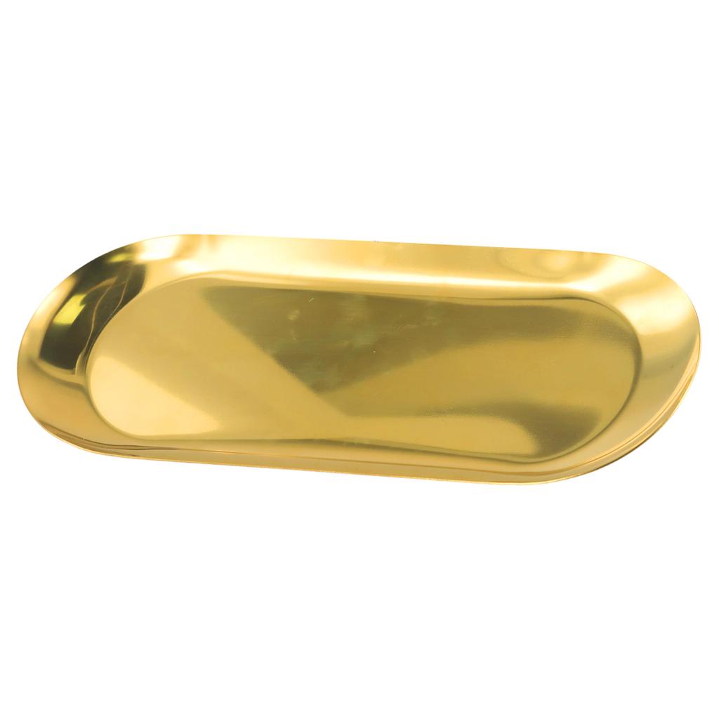 Stainless Steel Oval Pan Gold Plate18/23/30.3cm Gold Plate Oval Storage Tray For Home Hotel Camping Out Metal Dining Plate