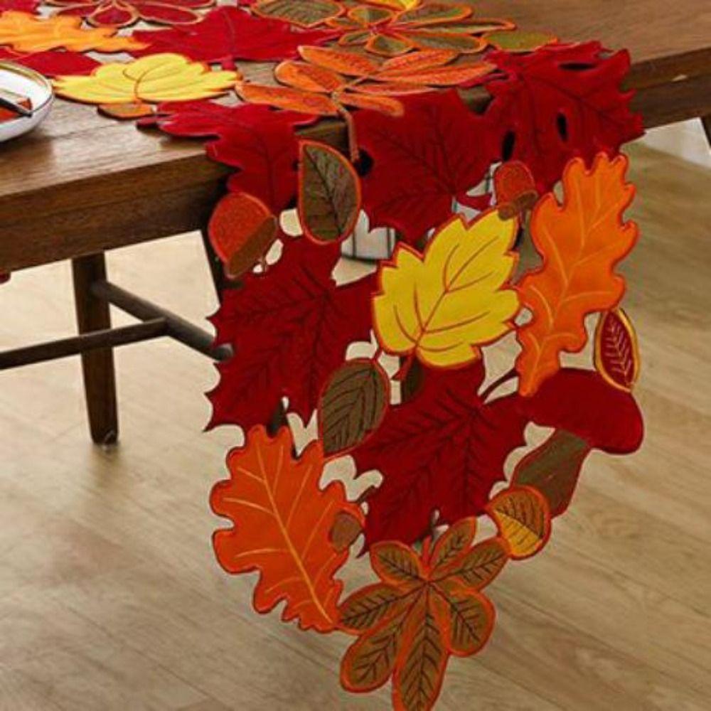 Harvest Theme Maple Leaf Table Runner Autumn Colors Table Cloth  Farmhouse Decor
