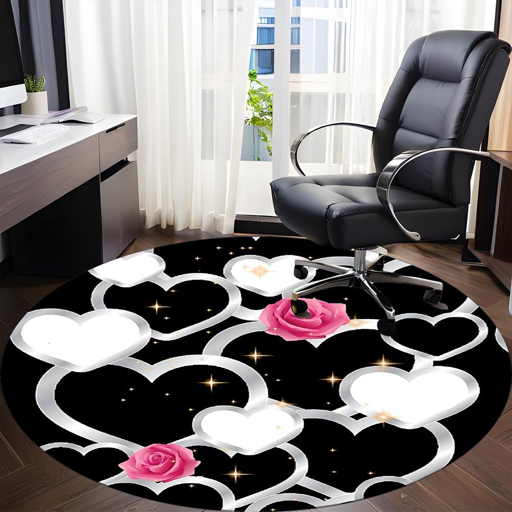 1pc Love Hearts Chair Carpet for Office, Indoor Non Slip Washable Polyester Fiber Carpet,