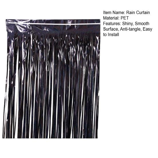 Party Rain Tinsel Shiny Solid Color Photo Backdrops Reflective Reusable Decorate Parties Self-adhesive Space-saving Black Rain Curtain Wedding