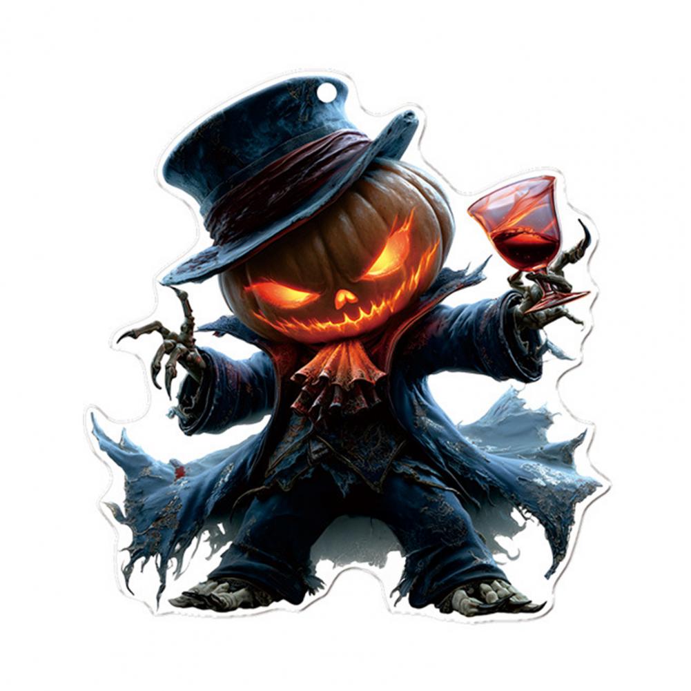 Auto Spiegel Aufhängung Zubehör Gruseliger Kürbismann 2D Acryl Rückspiegel Anhänger Flach Auto Innenraum Halloween Dekoration