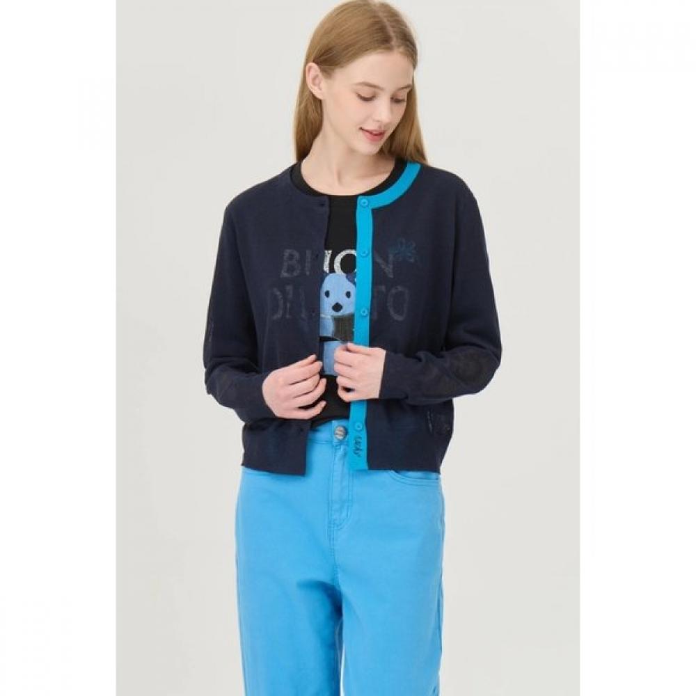 

Benetton Color Block Sheer Cardigan Bakce2541 NY (navy)/OS
