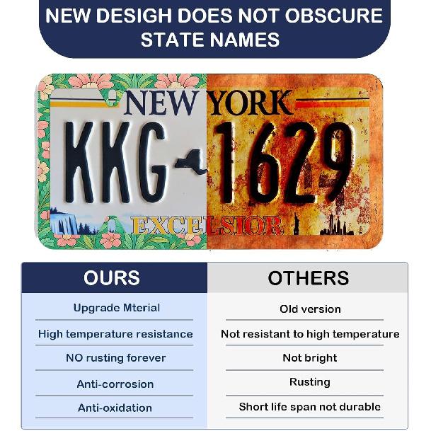 Elegant Faux Floral License Plate Frame - Unobstructed Narrow-Edge 2 Packs Universal Stainless Steel Car License Plate Frames Holder Solid Holder