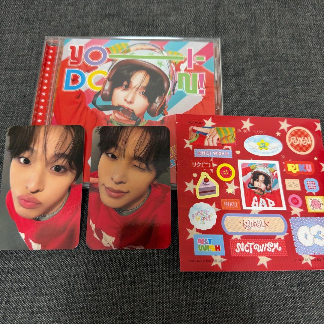 Used NCT WISH RIKU ver. Photocard + Sticker + CD (No Serial Code)