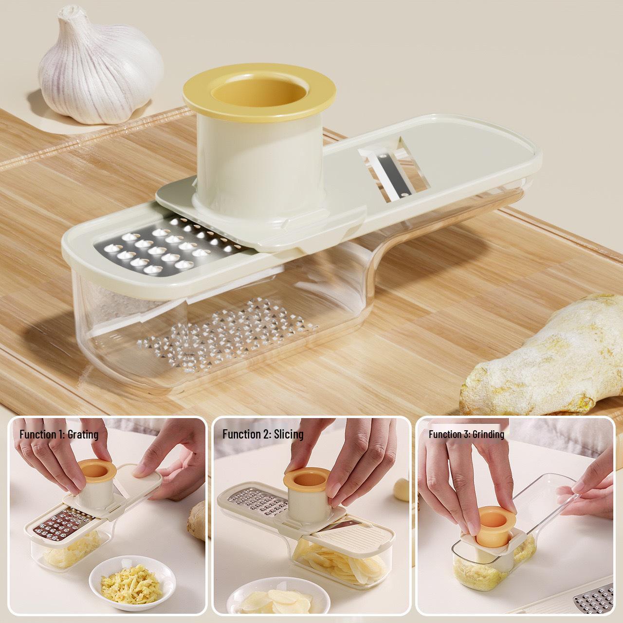 3-in-1 Stainless Steel Vegetable Cutter & Grater with Hand Protector бежевый