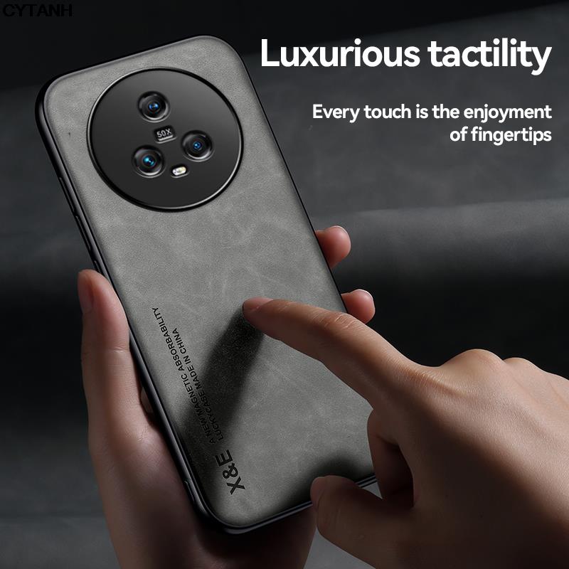 For Honor Magic5 Magnetic Case Matte Leather Cover Honor Magic5 Magic5 Lite Camera Shell Shockproof Fundas Honor Magic 4 Pro on
