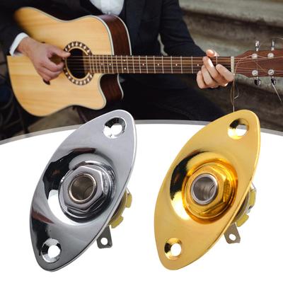 1/4" Oval Electric Guitar Input Jack Metal Output Jack Plate Socket with Screws Elliptical Cat-Eye Input Jack Socket for Electric Guitar Bass