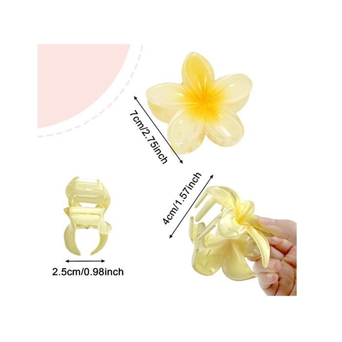 Hair Clip - Multicolor - Plumeria Flower - 6 Pieces - Durable - Easy To Use