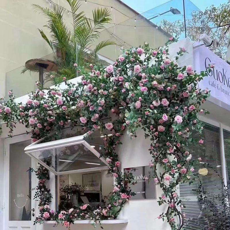 Artificial Silk Rose Vine for Ceiling or Pipe Decoration