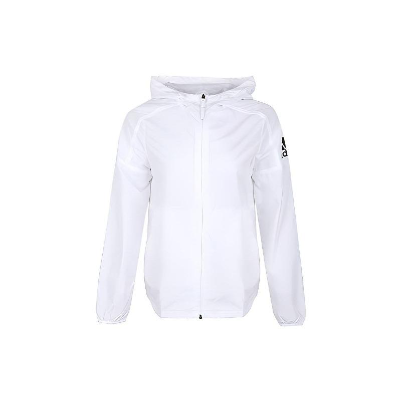 adidas Hooded Windbreaker Sports Jacket Women Outerwear White CV5476