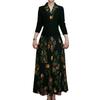 Elegant Chinese Style Long Sleeve Two-Piece Skirt Dress - Slimming & Age-Reducing