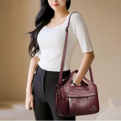 Embossed Soft Leather Portable Messenger Bag