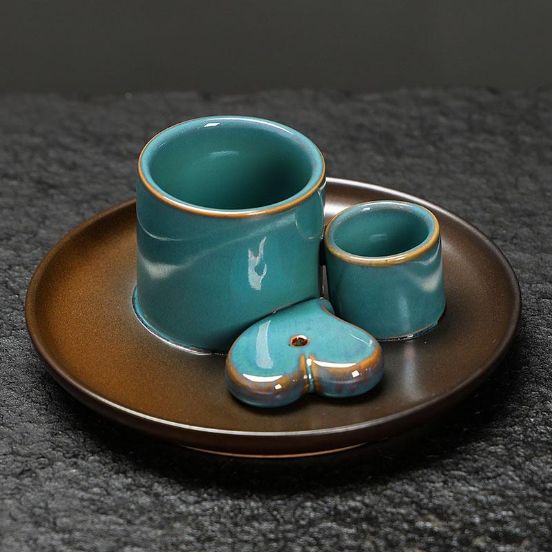 1 pièce Set Brûleur d'Encens en Céramique - Décoration d'Intérieur Multifonctionnelle, Brûleur 4-en-1 pour Bâtonnets d'Encens & Sauge, Porte-Palo Santo & Bougie