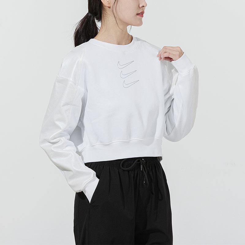 Nike Fleece GX Crew Short Pullover Sweatshirt Women Tops Opal DM7658-100