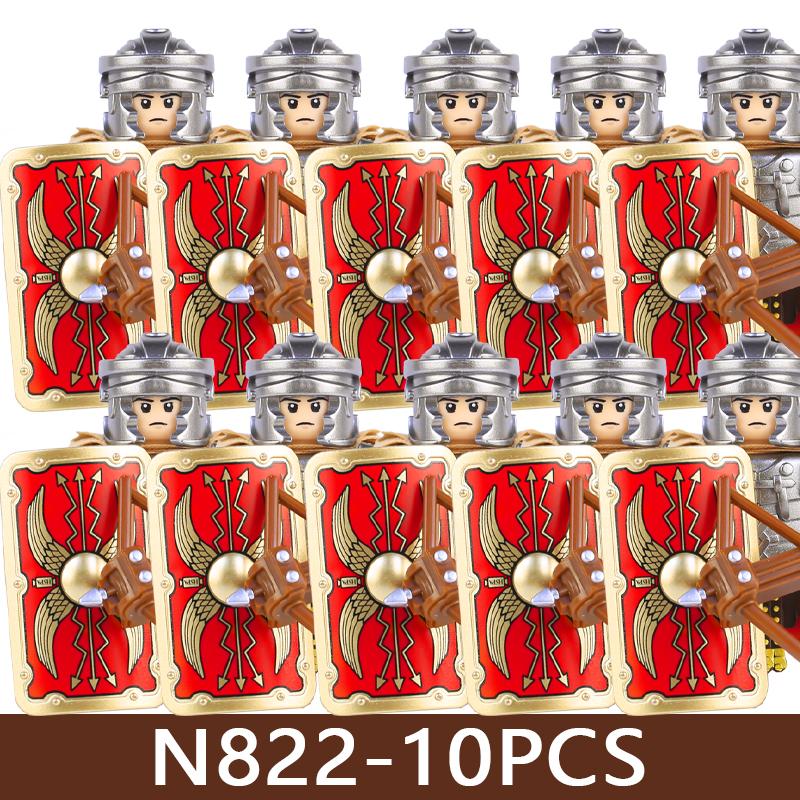 Medeltida Slottssoldat Figurer Byggklossar Militär Armé Riddare Romersk Krigare Infanteri Milis Orcher Tillbehör Klossar Leksaker