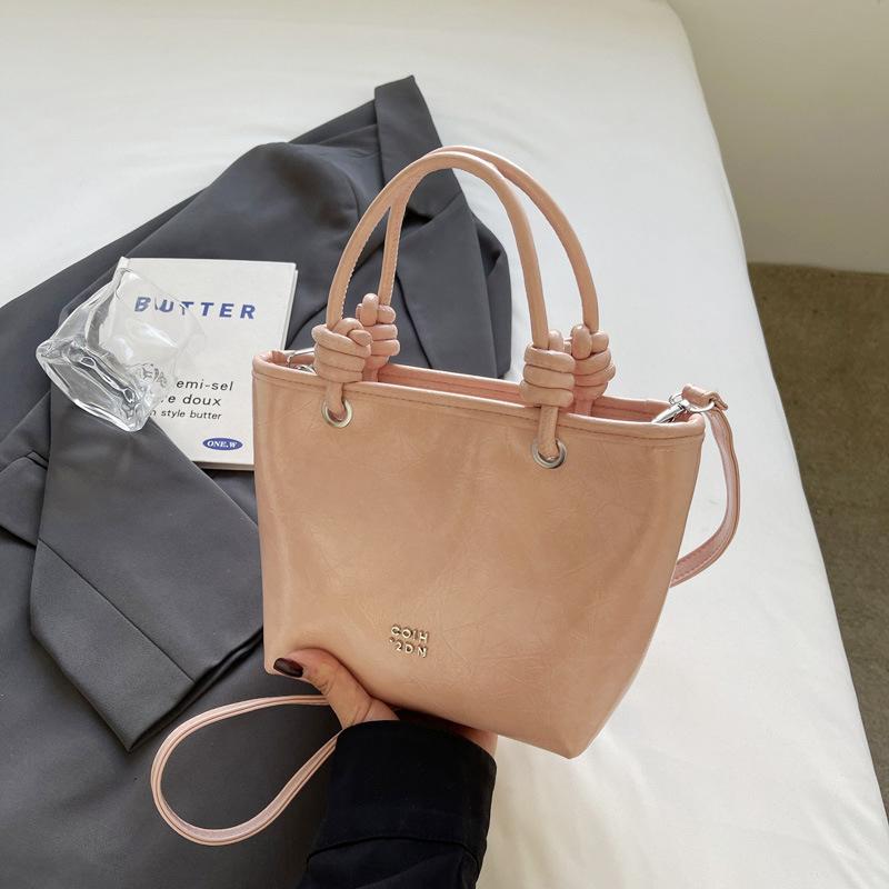 Solid Color Texture Retro Small Bag Women 2025 New Trend Shoulder Messenger Bag Portable Bucket Bag