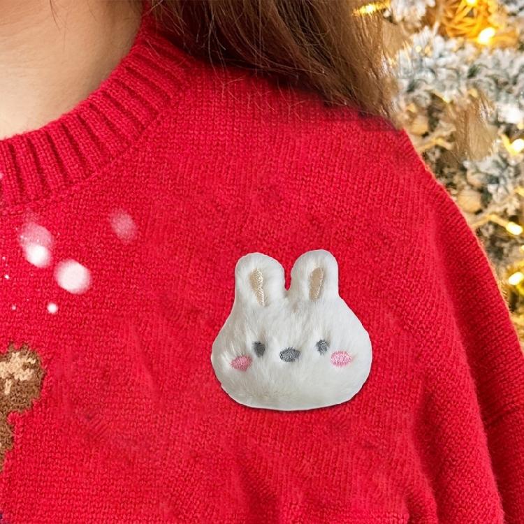 Broszka z Twarzą Królika Kreskówka Miękki Pluszowy Breloczek do Plecaka Dekoracja Stylowa przypinka do klapy Ubrania Dekoracyjne Akcesoria