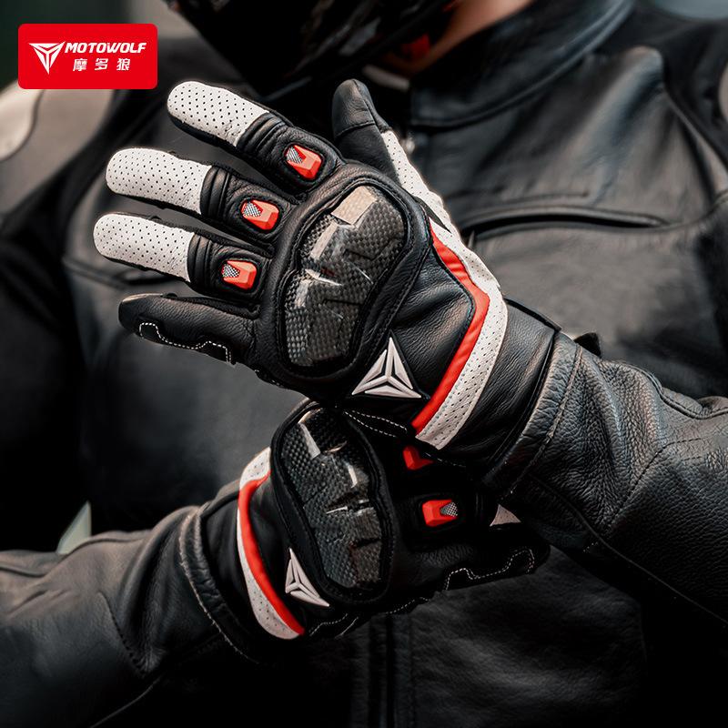 Motowolf Summer Motorcycle Glove Men Women Motorcyclist Gloves Carbon Fiber Biker Racing Gloves Leather Motorcycle Equipment