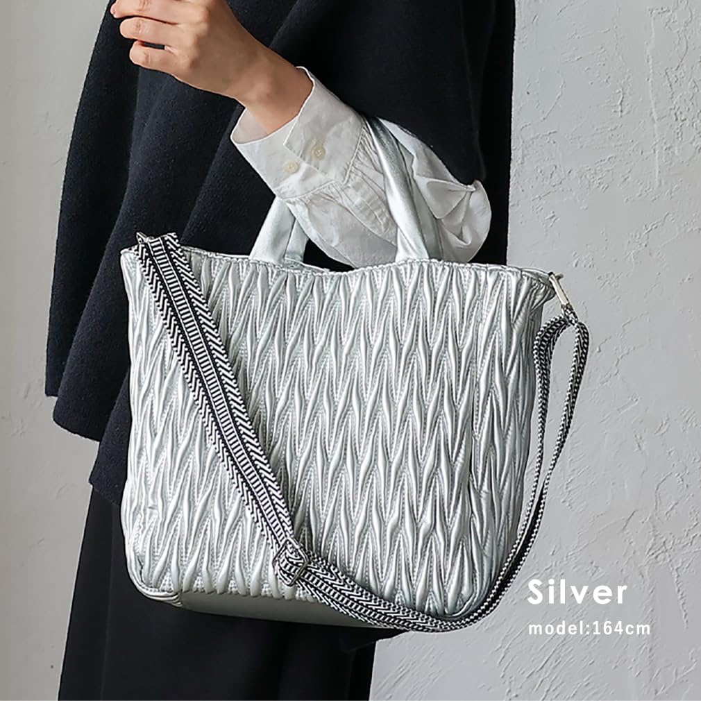 Sac Cabas matelassé en V 2-en-1 VITAFELICE pour Femme (inb-10204p) (argent)