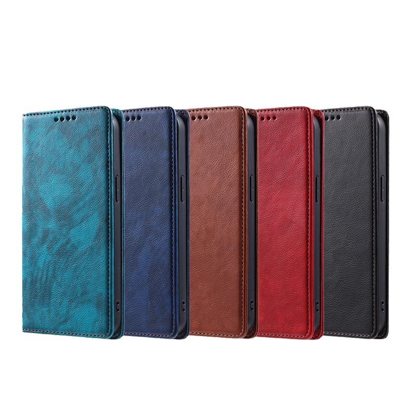 Simple Flip Case for Samsung 14 and Apple 15 - Leather Wallet Card Protective Cover for Business.