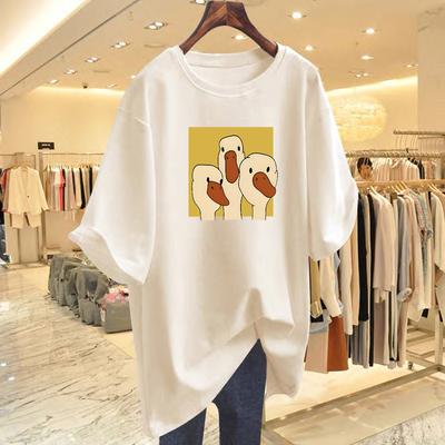 New Cartoon Printed Pure Cotton Loose Top T-shirt Women's Summer Casual Versatile Bottoming Shirt Short Sleeve