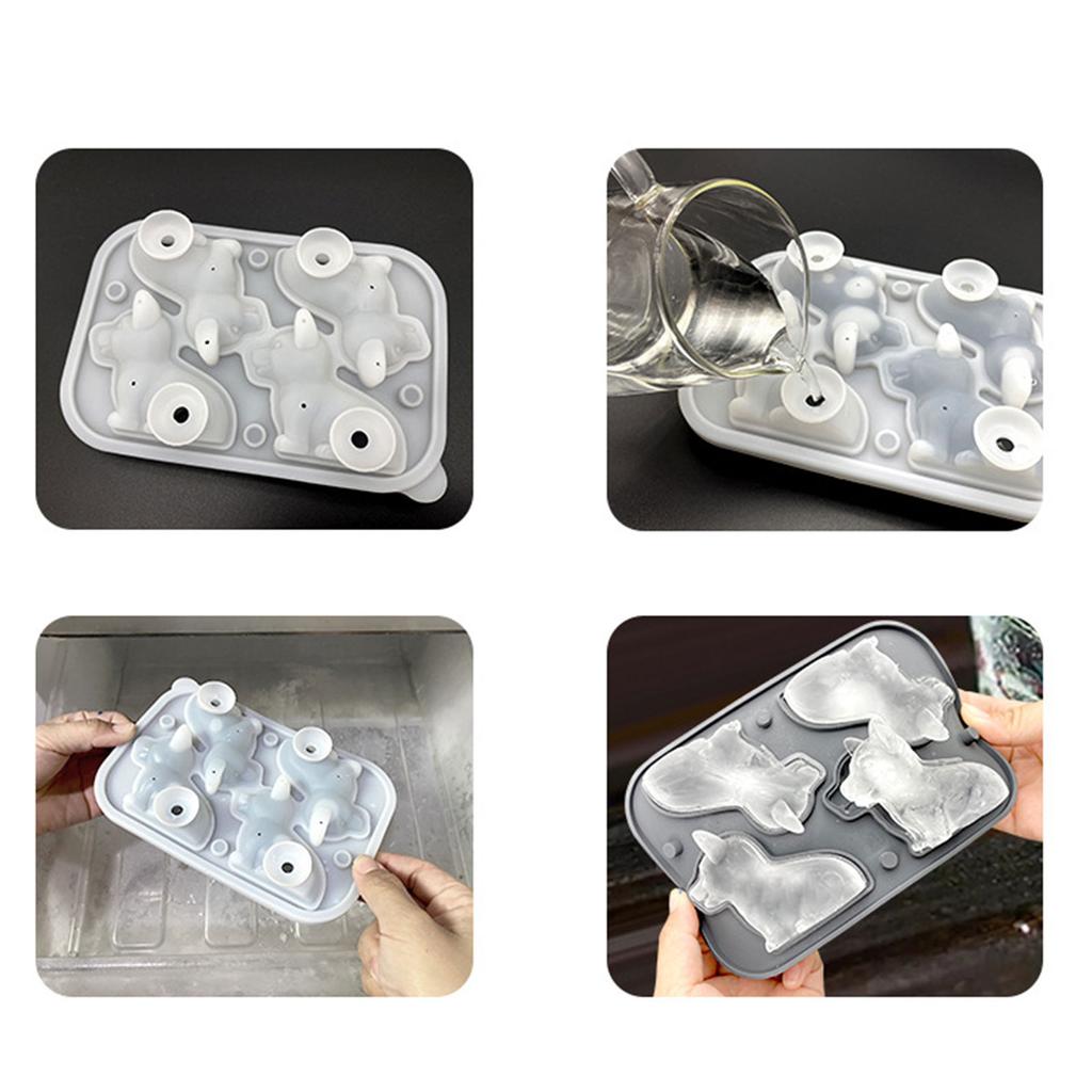 Cute Ice Cube Tray Silicone Mold Silicone Ice Cube Trays Dog Shaped Ice Cube Molds for Drinks Cocktails Juice Beverage