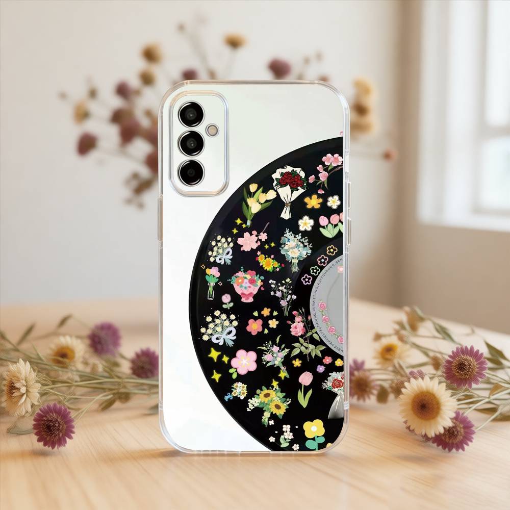 

Flower Record Phone Case For SamsungA10,12,20,21S,30,31,40,50,51,52,70,71 Transparent Cover Samsung a21s