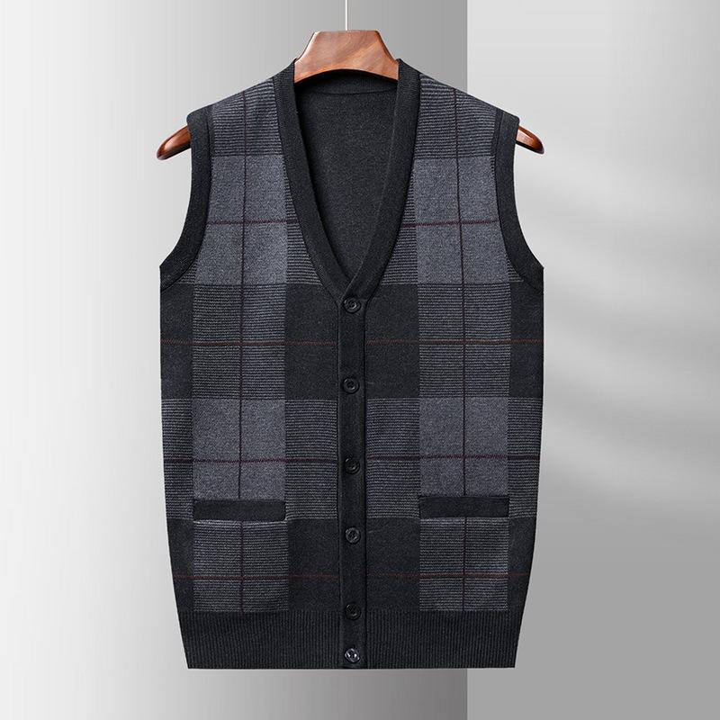 Осень и Зима Новый Мужской Шерстяной Вязаный Жилет Жилет Приталенный Модный Сочетание Цветов Вязаный Кардиган Мужской. M