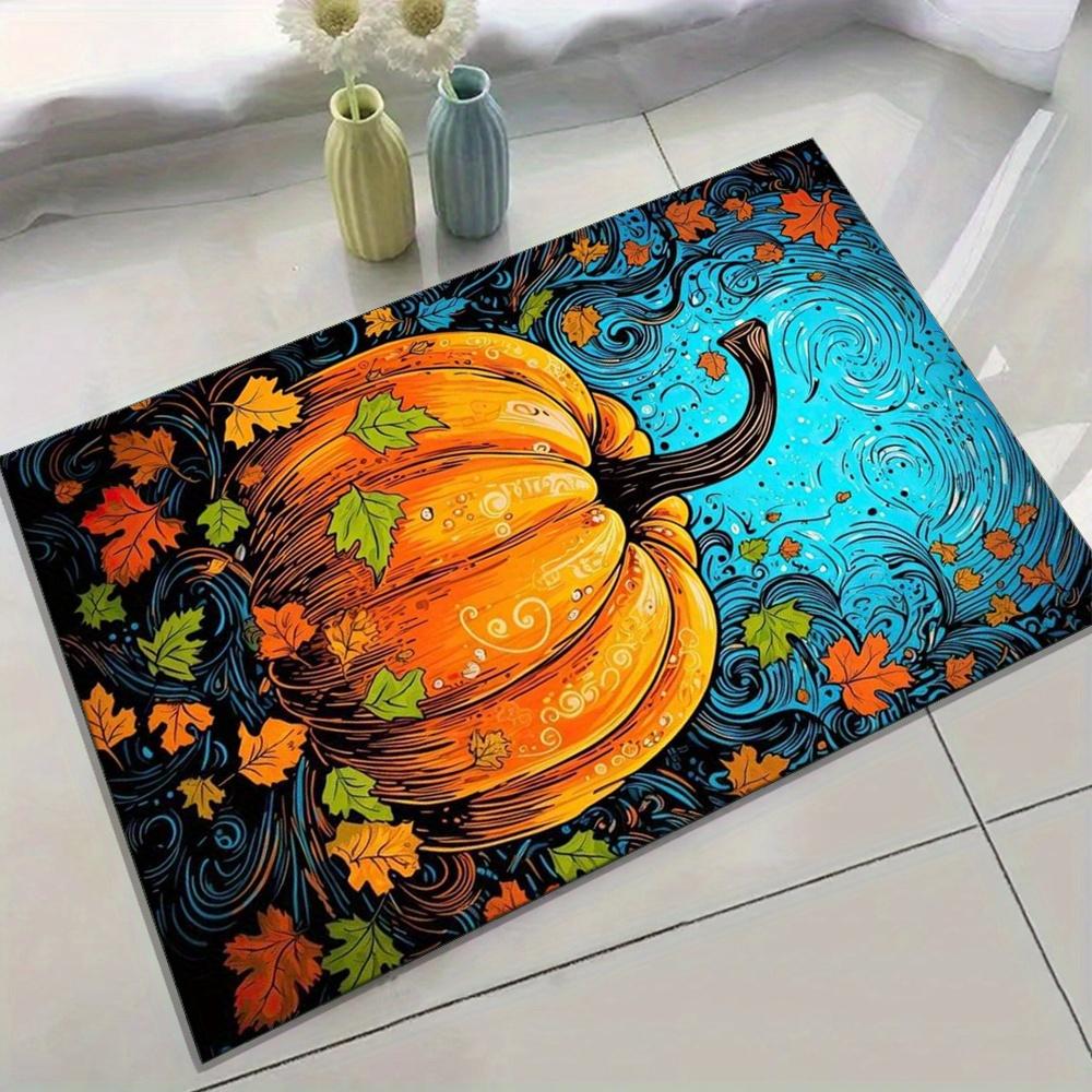 Dekorativer Teppich im Halloween-Thema: Teppich mit Kürbisdruck - Perfektes Geschenk für Feiertage und besondere Anlässe - Geeignet für
