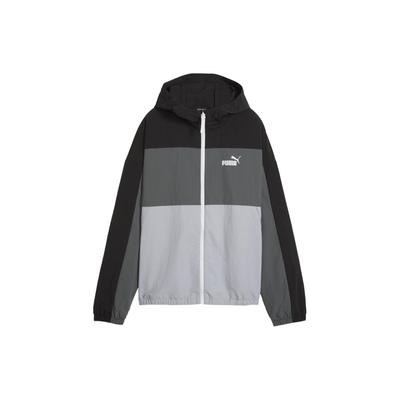Casaco corta-vento com capuz oversized para mulher, preto e cinza mineral, 682269-52