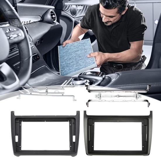 9 Inch Head Unit Panel Radio Dash Kit for Volkswagen 2014, Car Stereo Navigation Fascia Interior Upgrade with Mounting Brackets Screws, Center Console