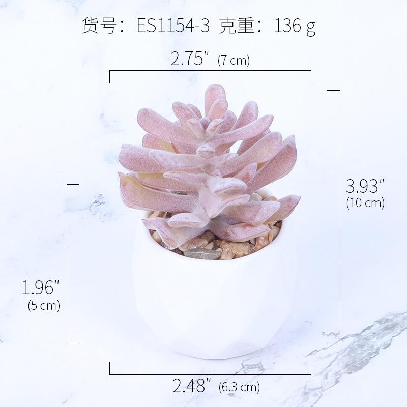 Office Potted Plant Fake Succulent Ceramic Pot Mini Pink Succulent Diamond Cup Potted Plant Second Hair Anti-Drop Potted Plant